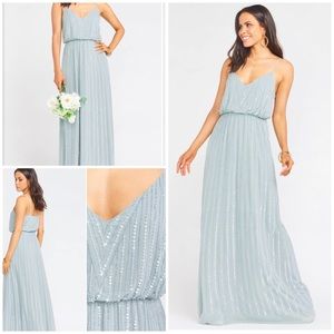 Show Me Your Mumu Victoria Silver Sage Beaded Gown